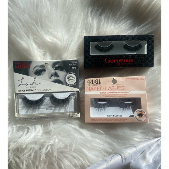 False Lash Bundle; Ardell‎ Naked Lashes Kiss Lash Couture & Gorgeous Cosmetics - Picture 1 of 7